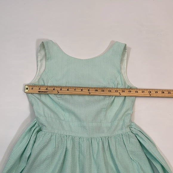 Lauren James Seersucker Dress Aqua Size S Deep V Back Delicate - Picture 11 of 14